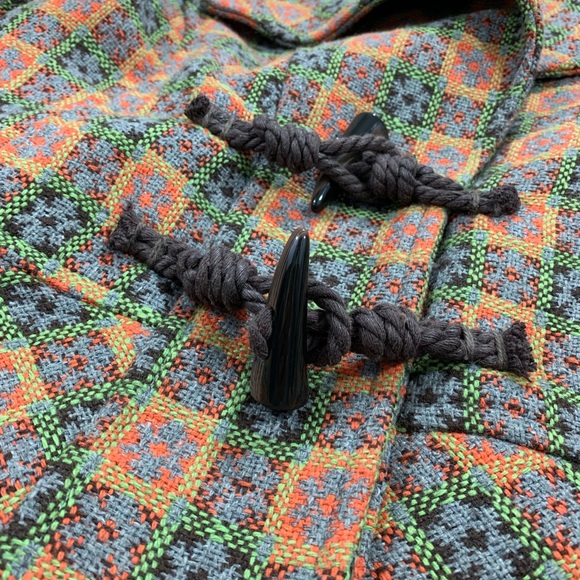 Nick & Mo Retro/Vintage-Look Orange & Brown Woven Coat with Toggles - Picture 3 of 7